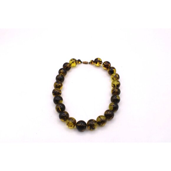 Vintage Lucite Faux Baltic Amber Large Bead 18" Necklace Gold-Tone Barrel Clasp - Picture 6 of 12